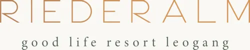 Riederalm logo with tagline good life resort Leogang