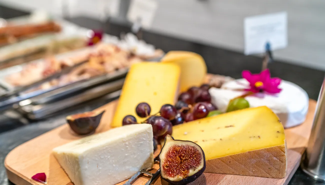 Cheese at breakfast buffet