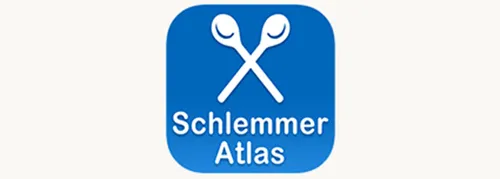 Schlemmer Atlas logo with two crossed spoons on blue background