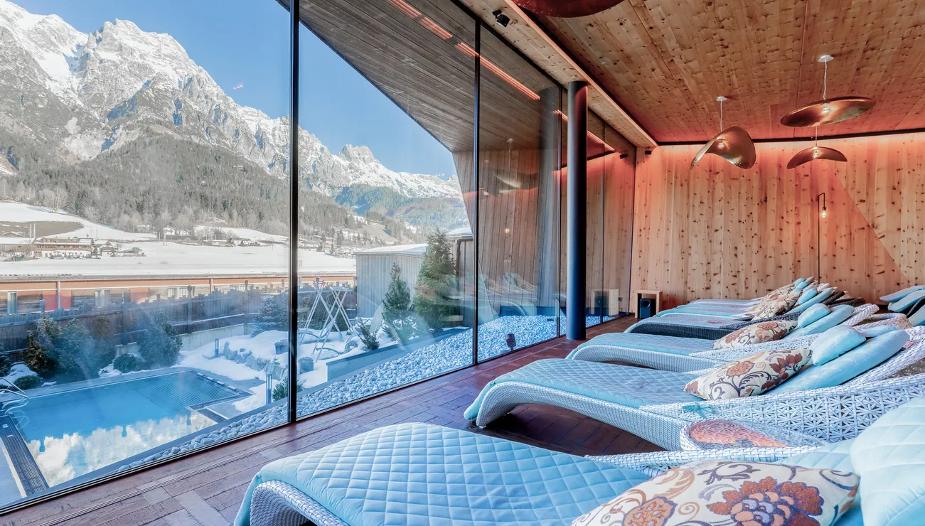 Mountain spa in winter