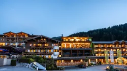 Outside view of the Riederalm at night in Saalfelden
